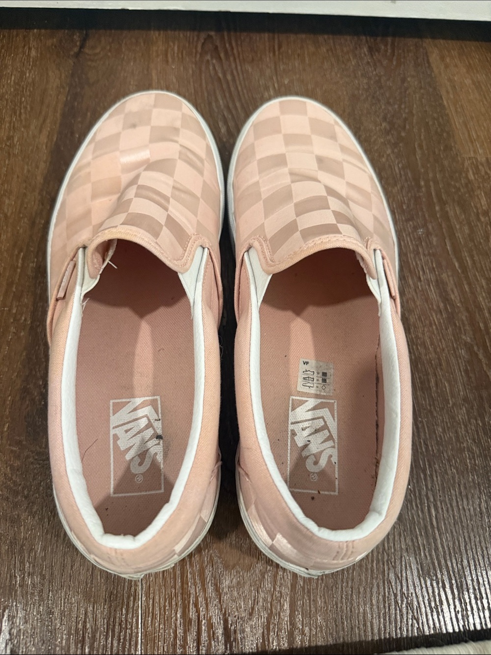 Vans Kids Slip-On Checkerboard Sneakers in Blush Peach